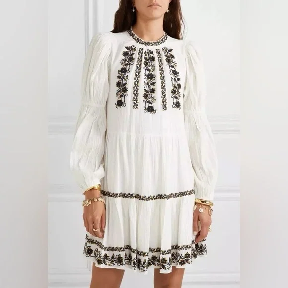 NWT $595 Ulla Johnson Ceres Embellished Floral Dress - Picture 7 of 10